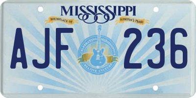 MS license plate AJF236