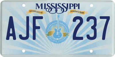 MS license plate AJF237