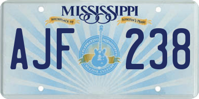 MS license plate AJF238