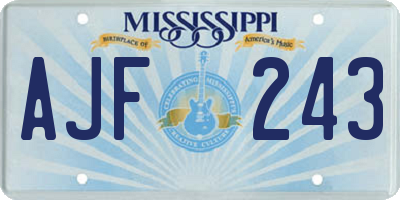 MS license plate AJF243