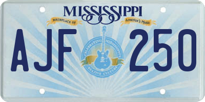 MS license plate AJF250