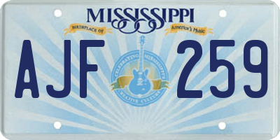 MS license plate AJF259