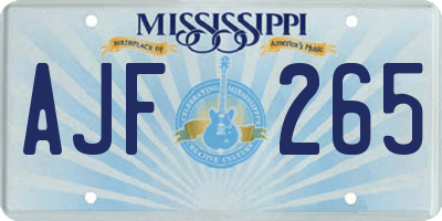 MS license plate AJF265