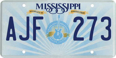 MS license plate AJF273