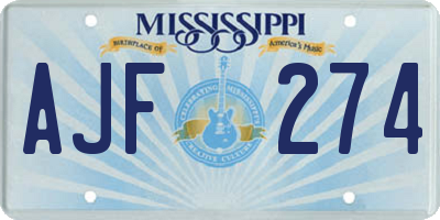MS license plate AJF274