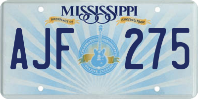 MS license plate AJF275