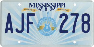 MS license plate AJF278