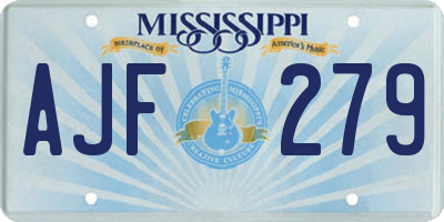 MS license plate AJF279