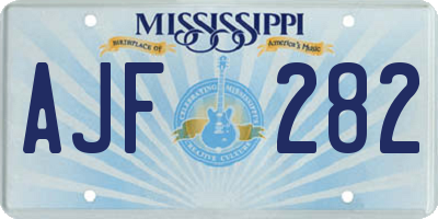 MS license plate AJF282