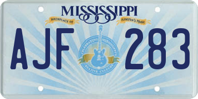 MS license plate AJF283