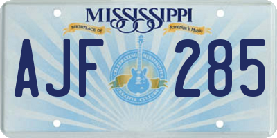 MS license plate AJF285