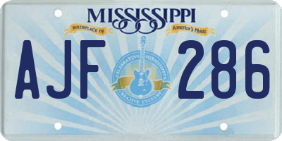 MS license plate AJF286