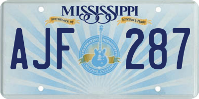 MS license plate AJF287