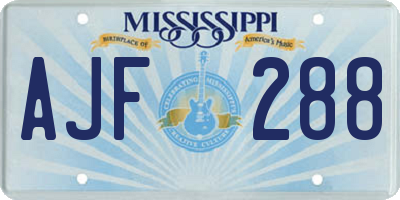 MS license plate AJF288