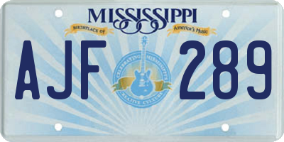 MS license plate AJF289