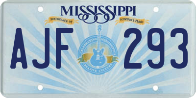 MS license plate AJF293