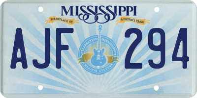 MS license plate AJF294