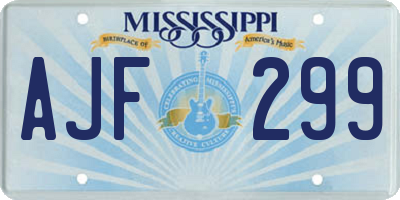 MS license plate AJF299