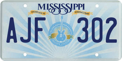 MS license plate AJF302