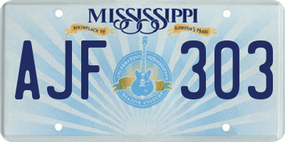 MS license plate AJF303