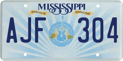 MS license plate AJF304