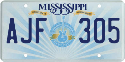 MS license plate AJF305