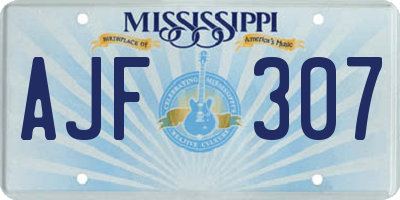 MS license plate AJF307