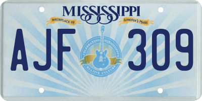 MS license plate AJF309