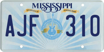 MS license plate AJF310