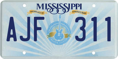 MS license plate AJF311
