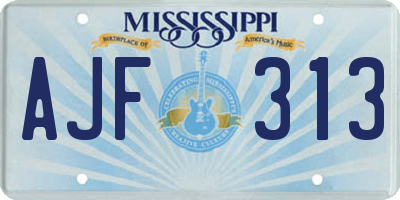 MS license plate AJF313