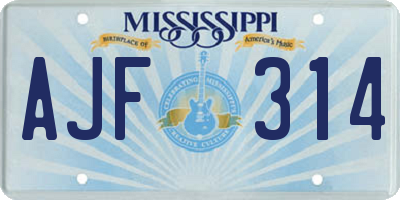 MS license plate AJF314