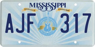 MS license plate AJF317