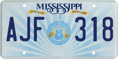 MS license plate AJF318