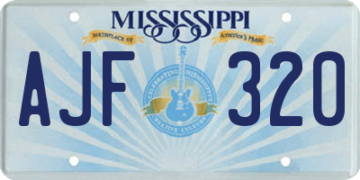 MS license plate AJF320