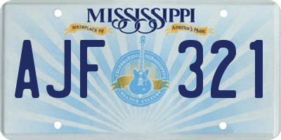 MS license plate AJF321