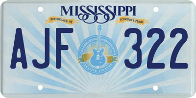 MS license plate AJF322
