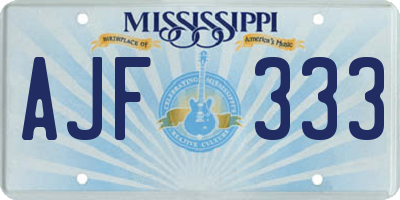 MS license plate AJF333