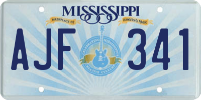 MS license plate AJF341