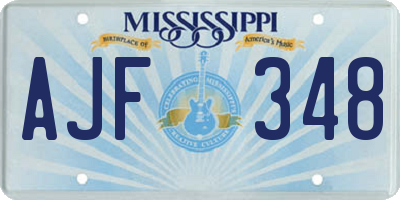 MS license plate AJF348
