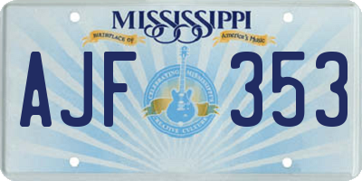 MS license plate AJF353