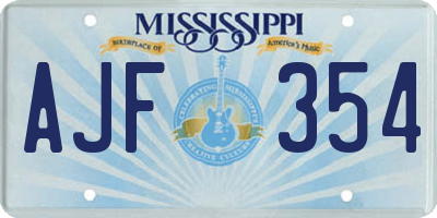 MS license plate AJF354