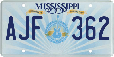 MS license plate AJF362