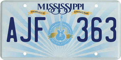 MS license plate AJF363