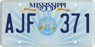 MS license plate AJF371