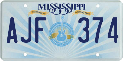 MS license plate AJF374