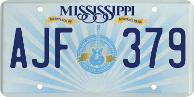 MS license plate AJF379