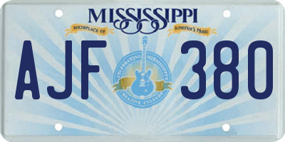 MS license plate AJF380