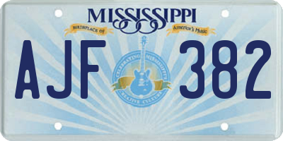 MS license plate AJF382