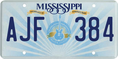 MS license plate AJF384
